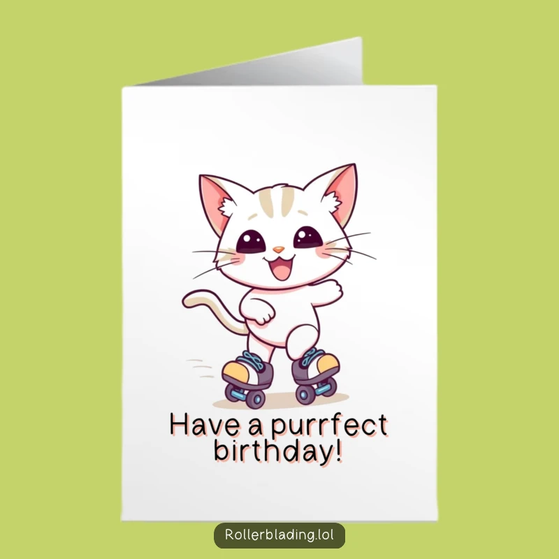 Free Printable Birthday Card: Speedy Cat Skater, Funny Birthday Greeting For Fun Lovers