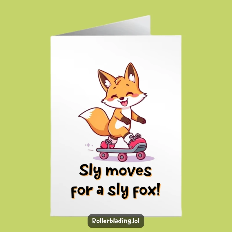 Free Printable Fox Birthday Card: Dramatic Skater Slide Downloadable Gift