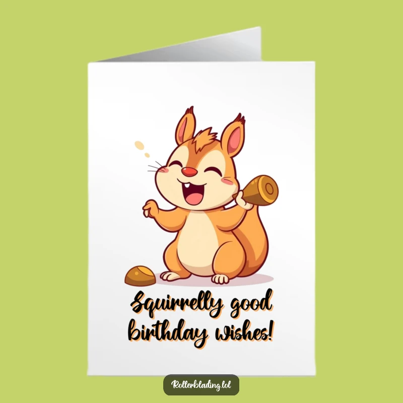 Free Printable Birthday Card: Funny Squirrel Mid-Turn Yell Downloadable Gift!
