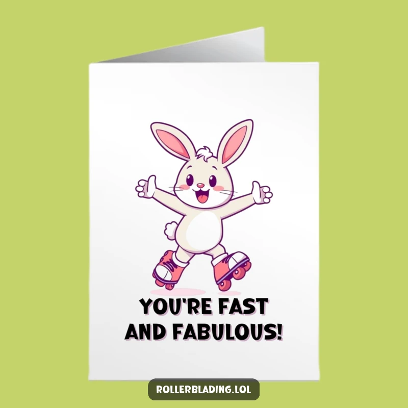 Free Printable Bunny Card: Speedy Skater Congratulations Downloadable Gift