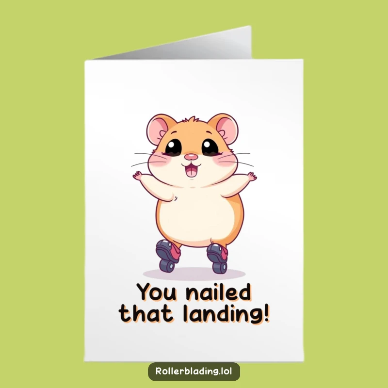 Free Printable Congrats Card: Hamster Skate Jump Fail Funny Downloadable Success