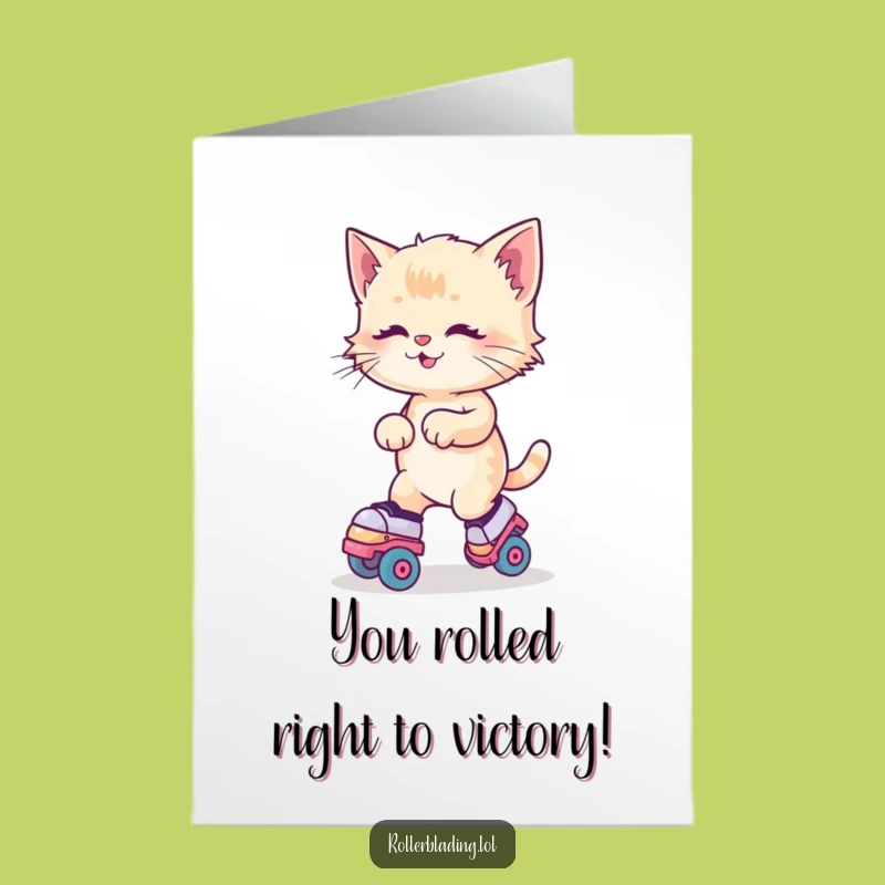Free Printable Skating Kitten Congrats Card Humorous Downloadable Gift