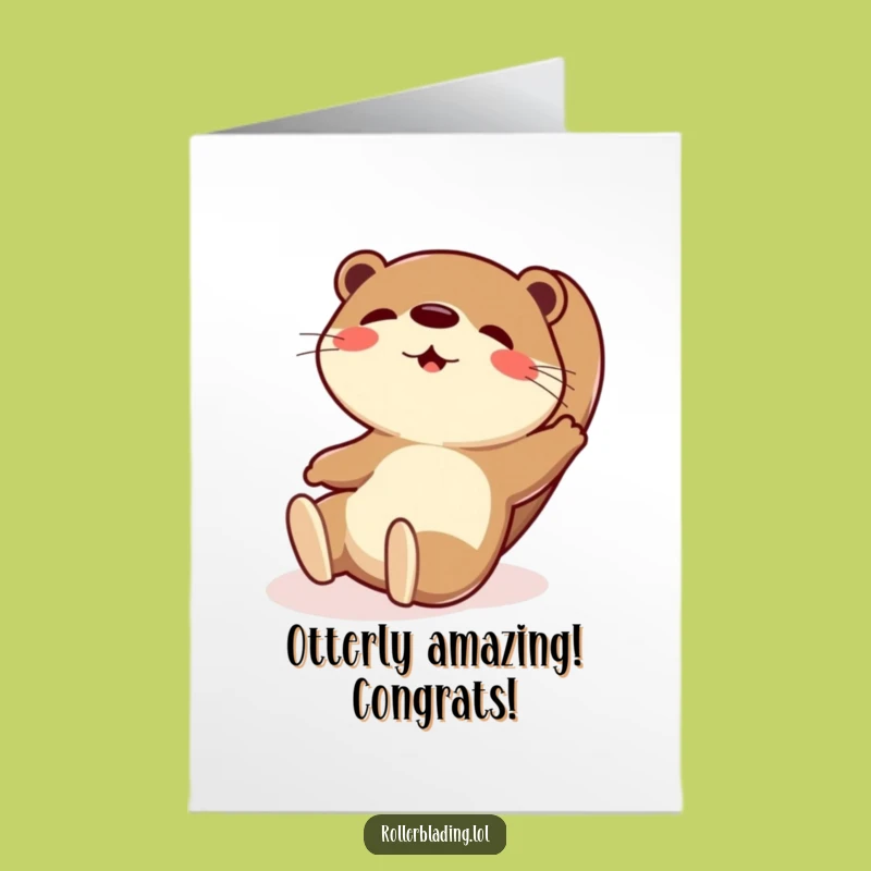 Free Printable Congrats Card: Otter's Epic Slide Celebrating Achievement Downloadable