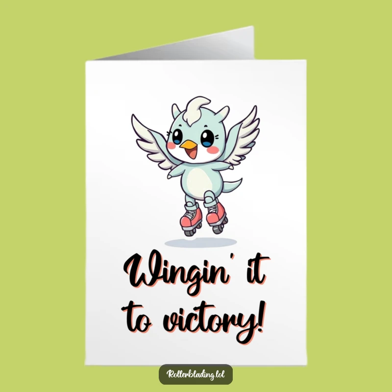 Free Printable Funny Congrats Card: Winged Creature Speed Turn Downloadable