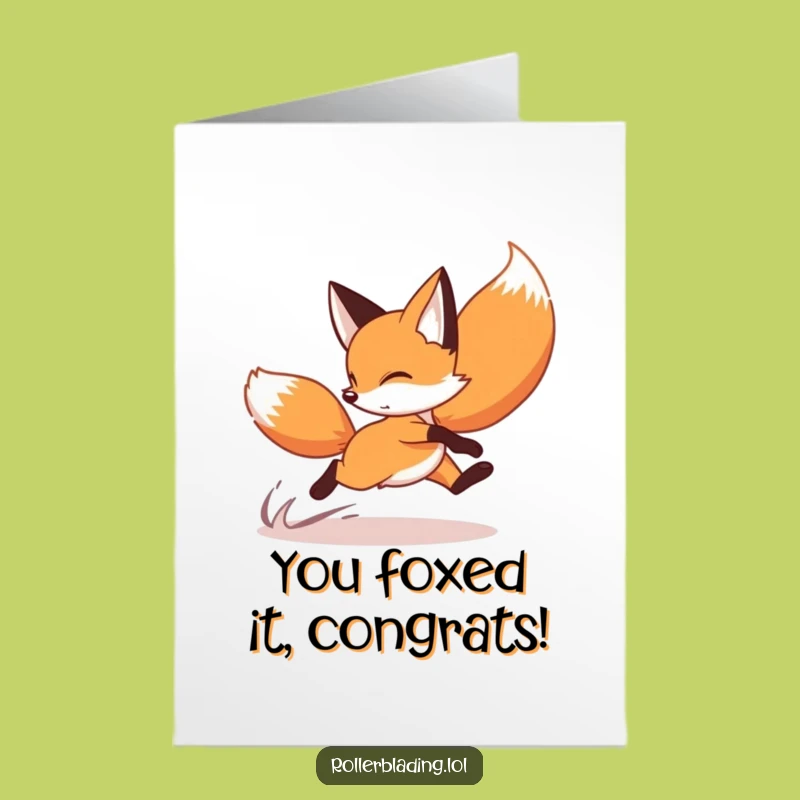 Free Printable Congratulations Card: Funny Fox Skater, Downloadable DIY for Quick Wins