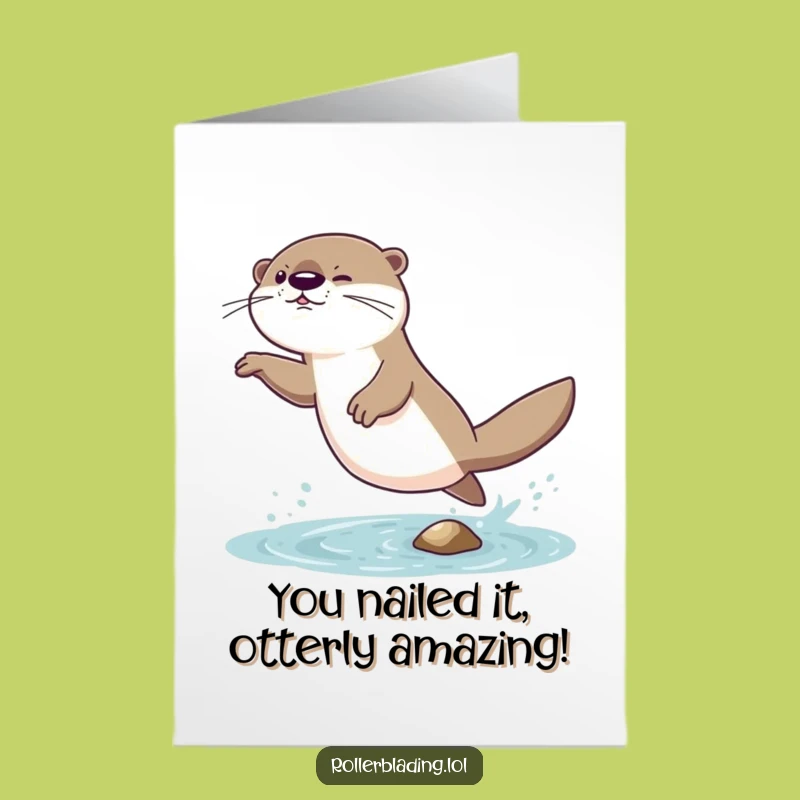 Free Printable Congrats Card: Giggling Otter Wobble - Humorous Downloadable Celebration Gift