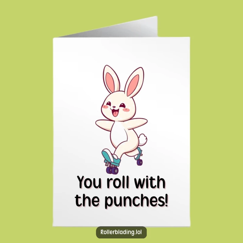 Free Printable Congrats Card: Joyful Bunny Skater, Perfect Downloadable Gift for Success!