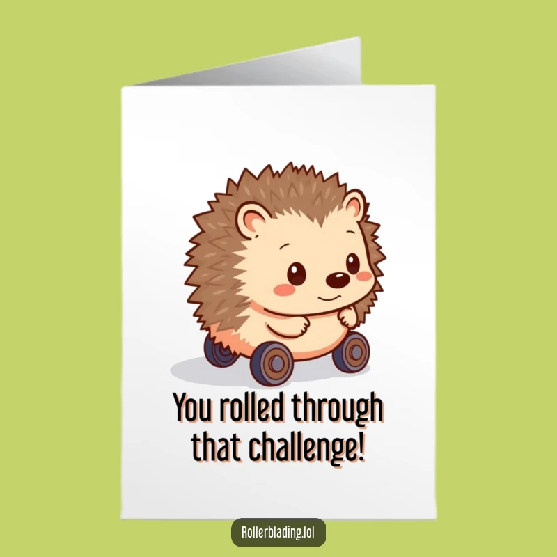 Free Printable Hedgehog Congrats Card: Wheels of Joy for Your Big Win!