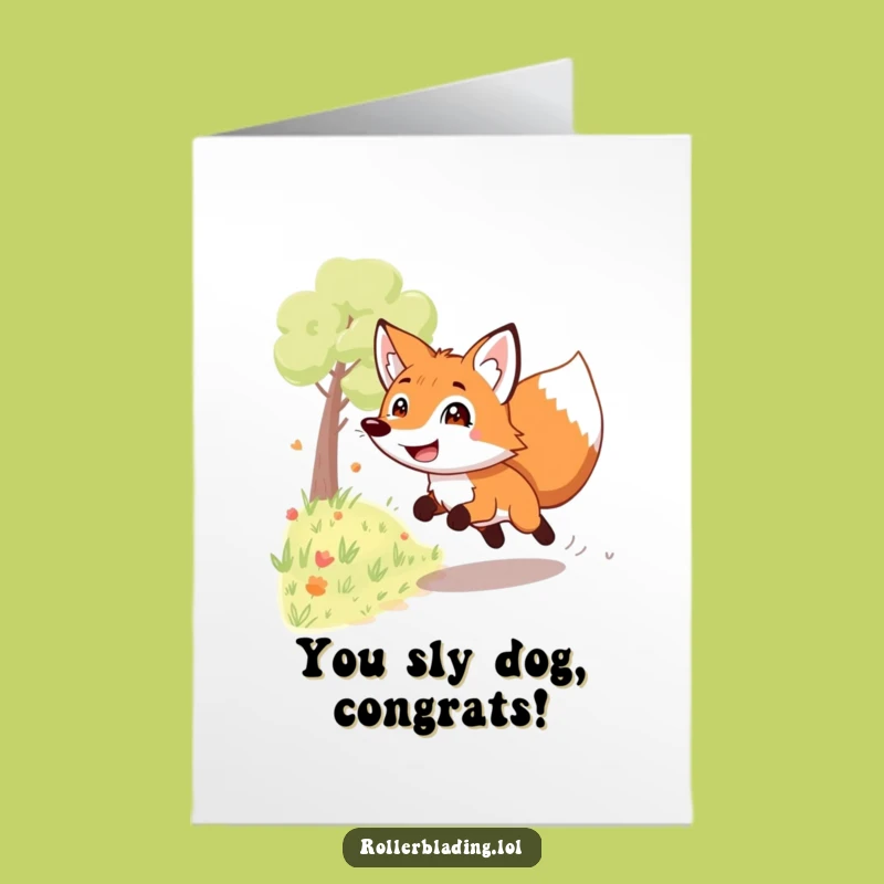 Free Printable Congrats Card: Speedy Fox Grin, Fun Downloadable Greeting for Achieving Goals