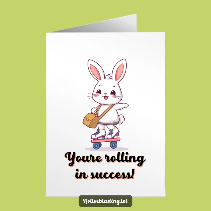 Free Printable Funny Congrats Card: Bunny Skater Bag Achievement Downloadable