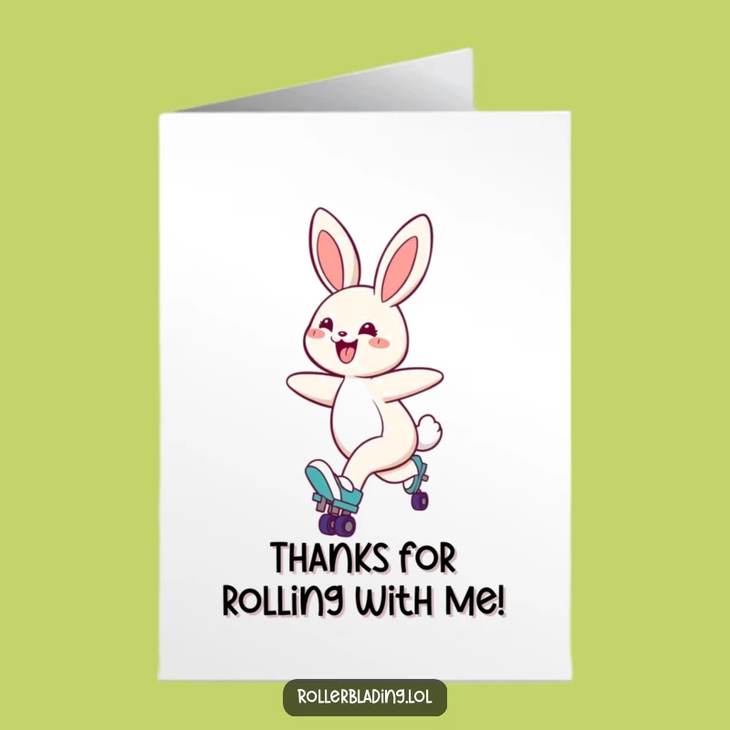 Free Printable Thank You Card: Cheerful Bunny Skater, Sweet Downloadable Gift!