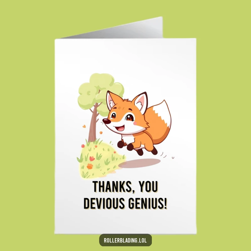 Free Printable Thank You Card: Fast Fox Grin, Whimsical Downloadable Note for Quick Thanks