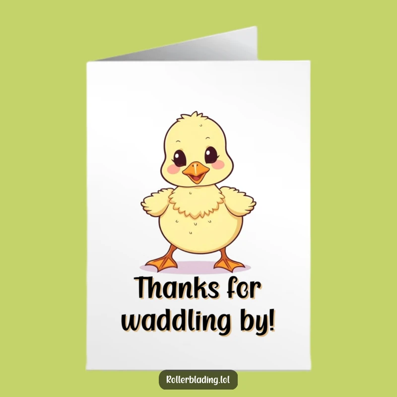 Free Printable Thank You Card: Wobbly Duckling - Funny Downloadable Art for Heartfelt Thanks