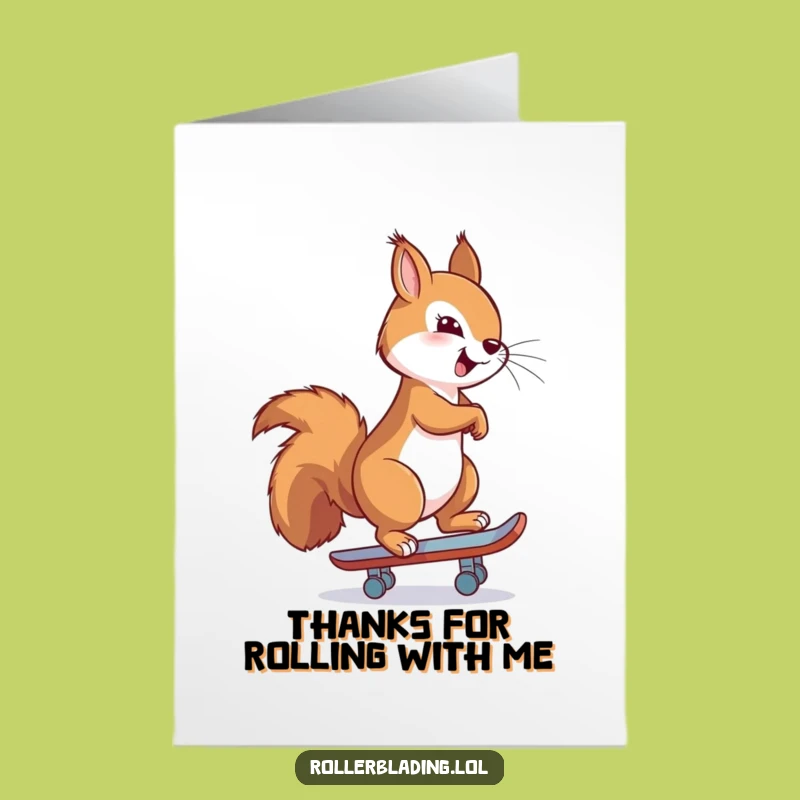 Free Printable Thank You Card: Grateful Skating Squirrel, Thoughtful Downloadable Gift