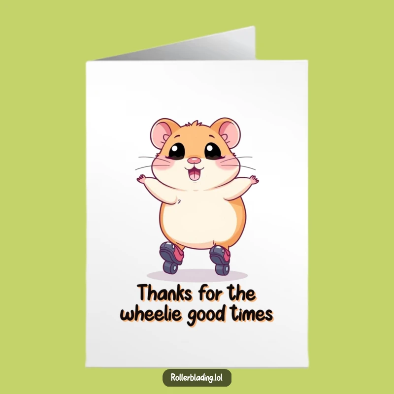 Free Printable Thank You Card: Hamster Roller Skate Jump Funny Downloadable Thanks