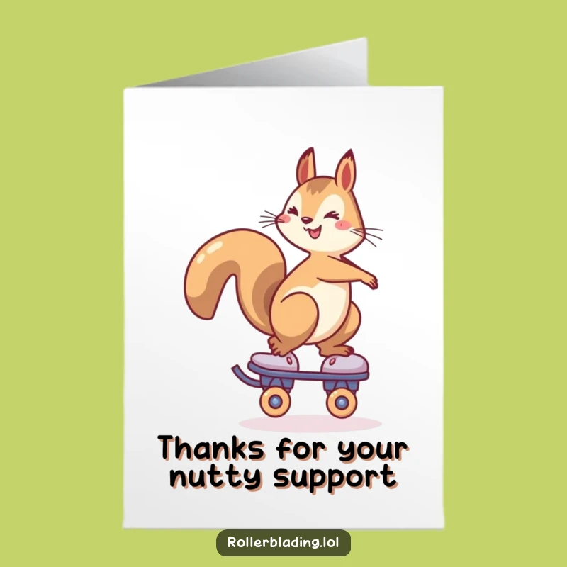 Free Printable Thank You Card: Grateful Squirrel Roller Skating, Balanced Thanks, Downloadable Note
