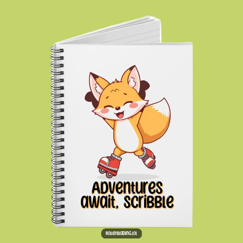 Funny Fox Rollerblading Notebook - Joyful Spin Journal Gift