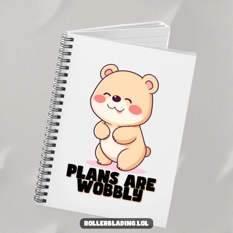 Funny notebook with a giggling bear wobbling hilariously while trying to stop, perfect for jotting down notes, ideas, and happy thoughts.
