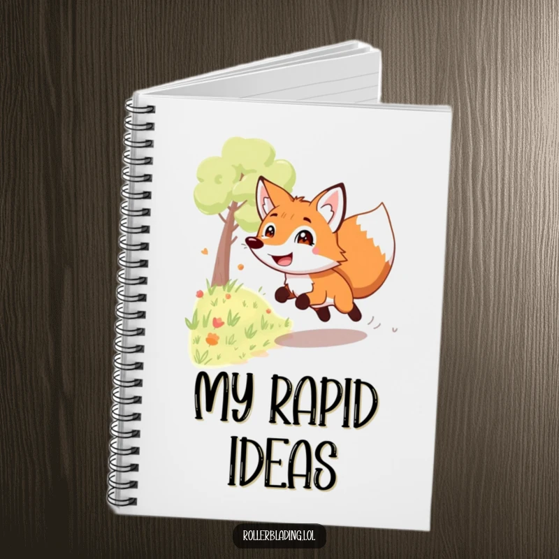 Funny grinning fox notebook: A playful fox speeds down a path with an infectious grin, inspiring quick thoughts and creative bursts.