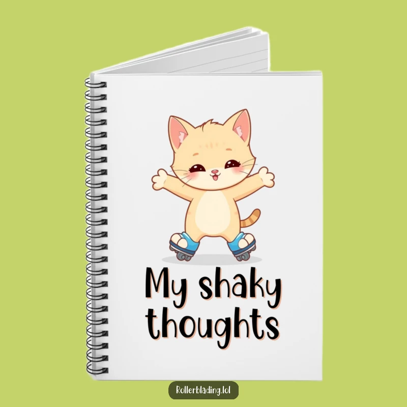 Funny Kitten Roller Skate Wobble Notebook - Adorable Journal for Wobbly Ideas Gift