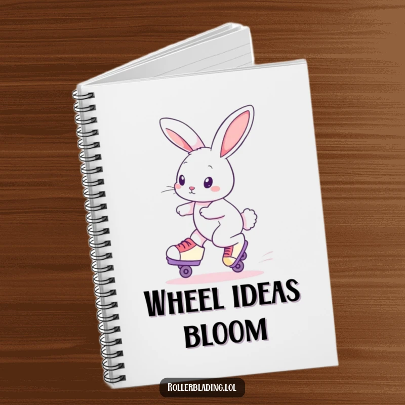 Funny Roller Skating Rabbit Notebook: A curious rabbit skates along the cover, inspiring fun and creative note-taking.