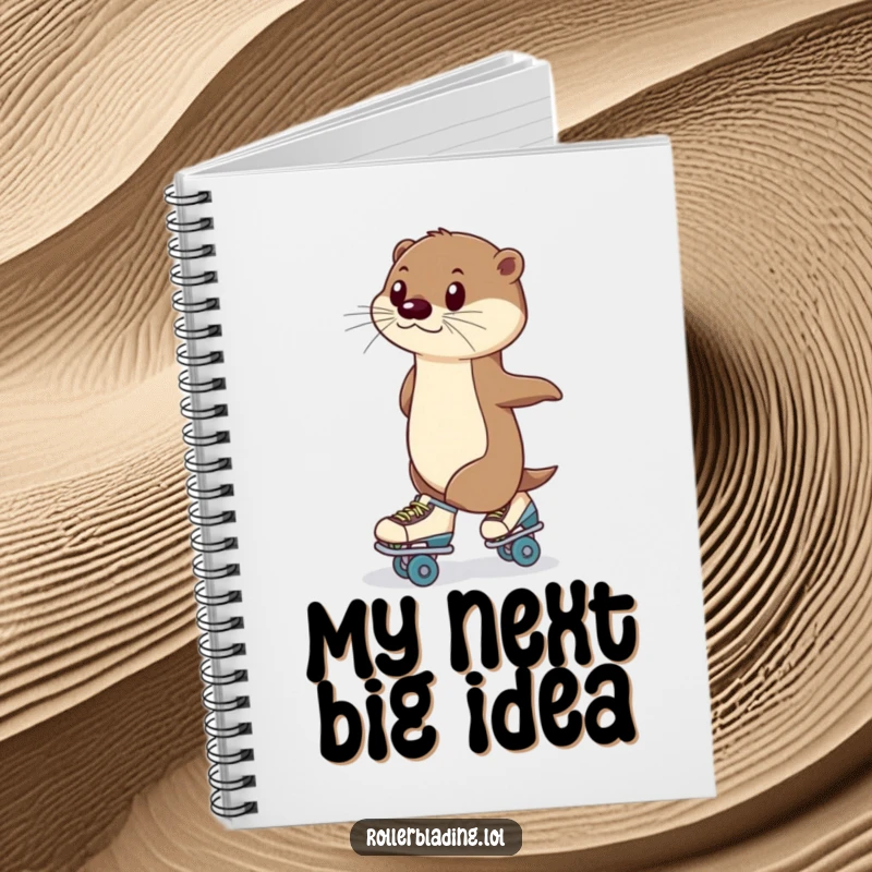 Funny Notebook: A poised otter roller skating, journaling inspiring notes with elegance and a touch of playful humor.