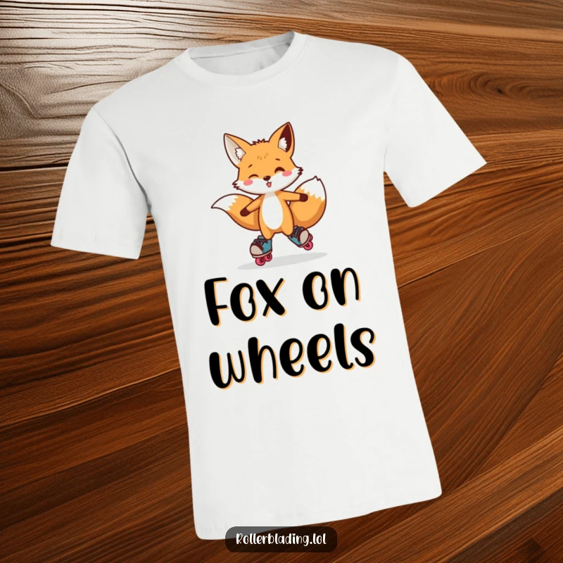 Funny Fox T-Shirt: A curious fox doing a playful hop on roller skates, printed on a tee for the free-spirited.