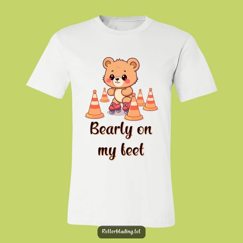 Funny Bear Cub Roller Skating T-Shirt: Hilarious Skating Mishap Tee!