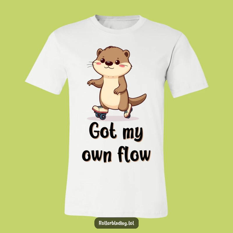Funny Otter Roller Skating T-Shirt: Determined Wobbles, Hilarious Gift!