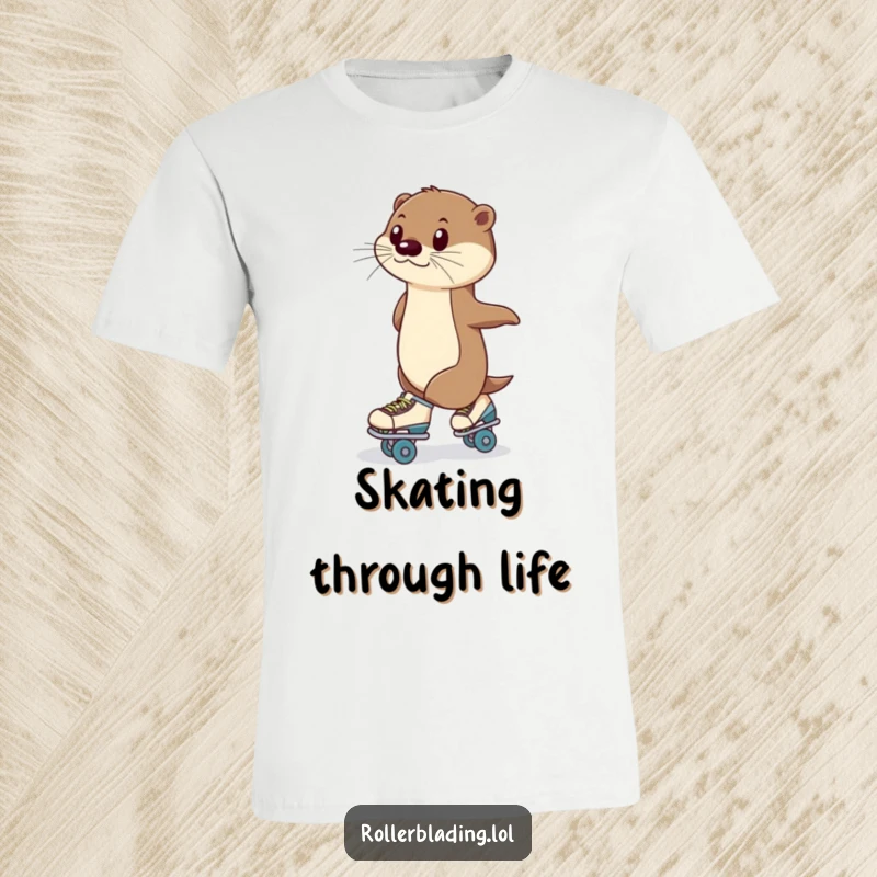 Funny T-Shirt: A stylish otter performing a smooth glide on roller skates, exuding confidence and playful charm for a funny look.