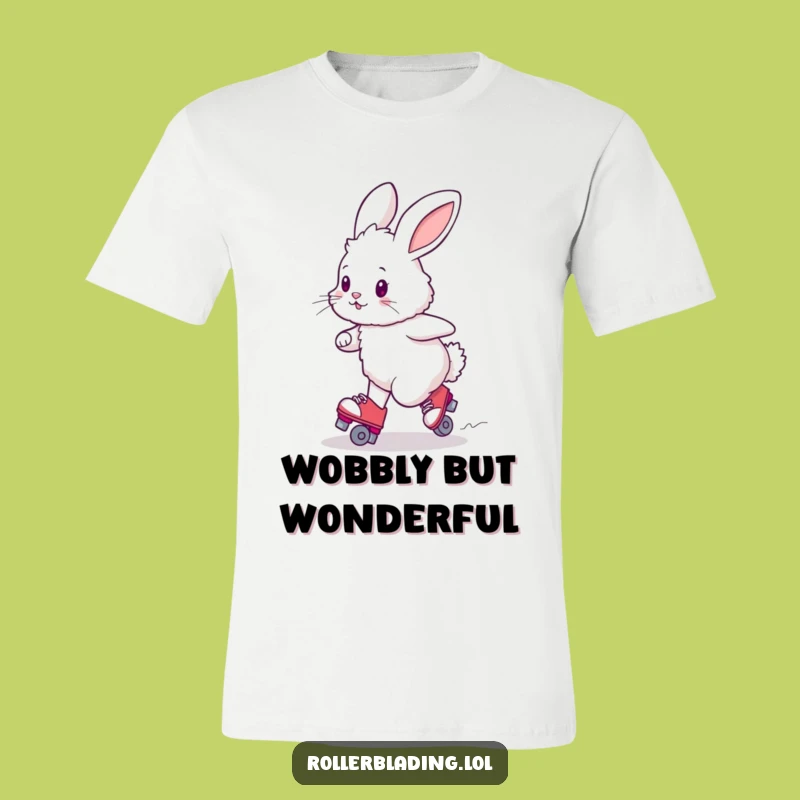 Funny Bunny Roller Skating T-Shirt: Adorable Wobble Tee
