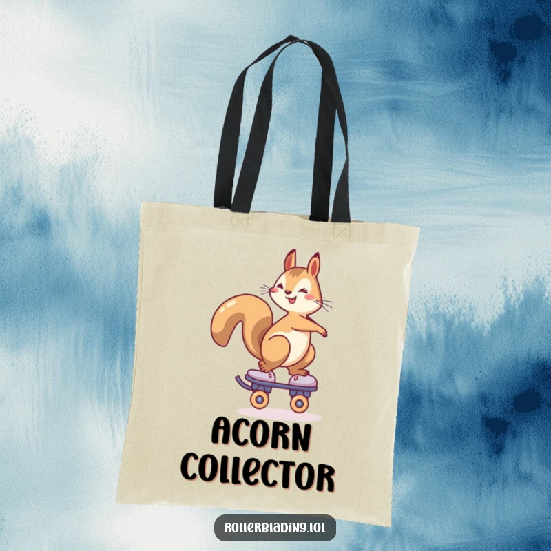 Funny Squirrel Roller Skate Tote Bag: A cheerful squirrel balances on one roller skate, making it a fun and practical accessory.