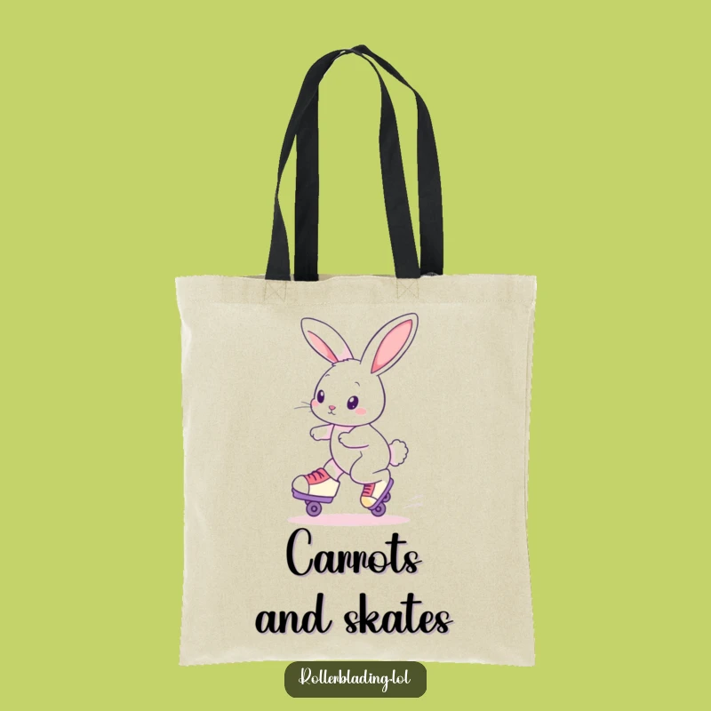 Funny Roller Skating Rabbit Tote Bag: Carry Your Essentials with a Curious Friend