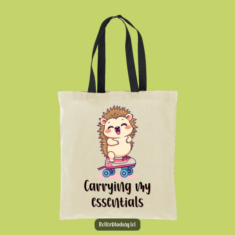 Funny Hedgehog Roller Skating Tote Bag: Carry Your Giggles Everywhere