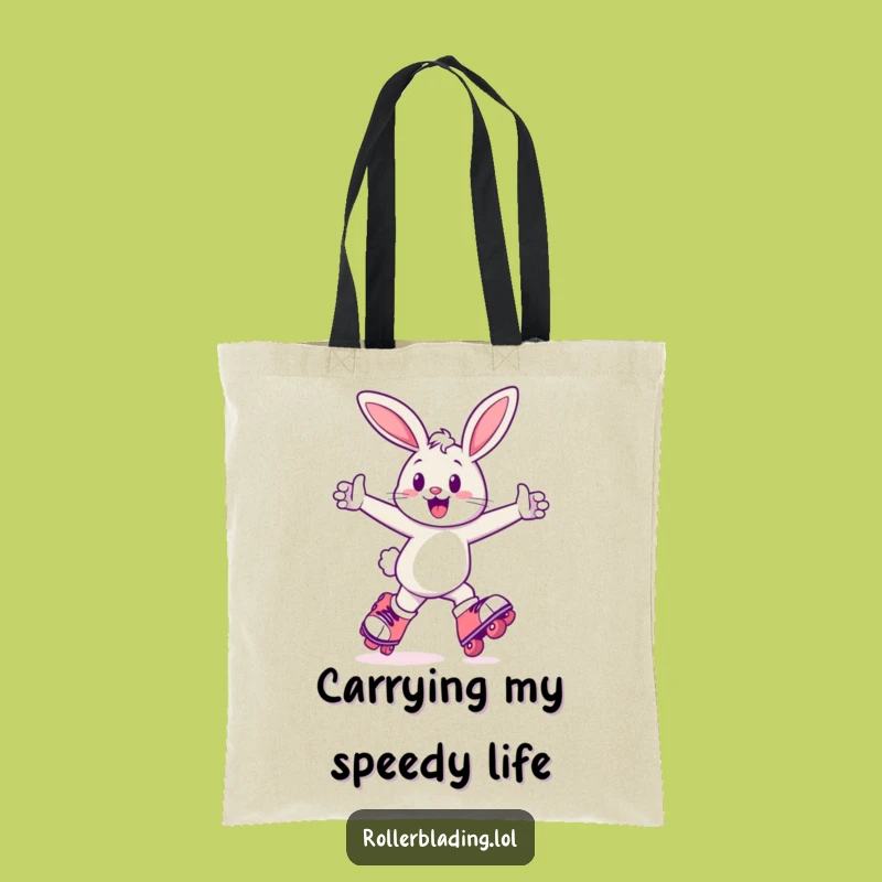 Funny Bunny Roller Skate Tote Bag - Practical and Playful Humorous Gift