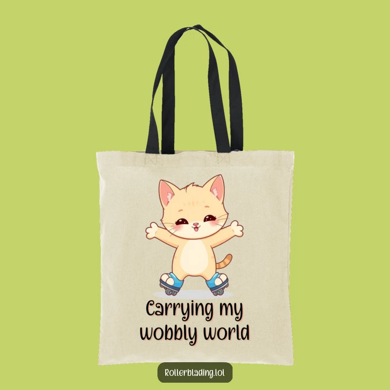 Funny Kitten Roller Skate Wobble Tote Bag - Cute and Humorous Carry-All Gift