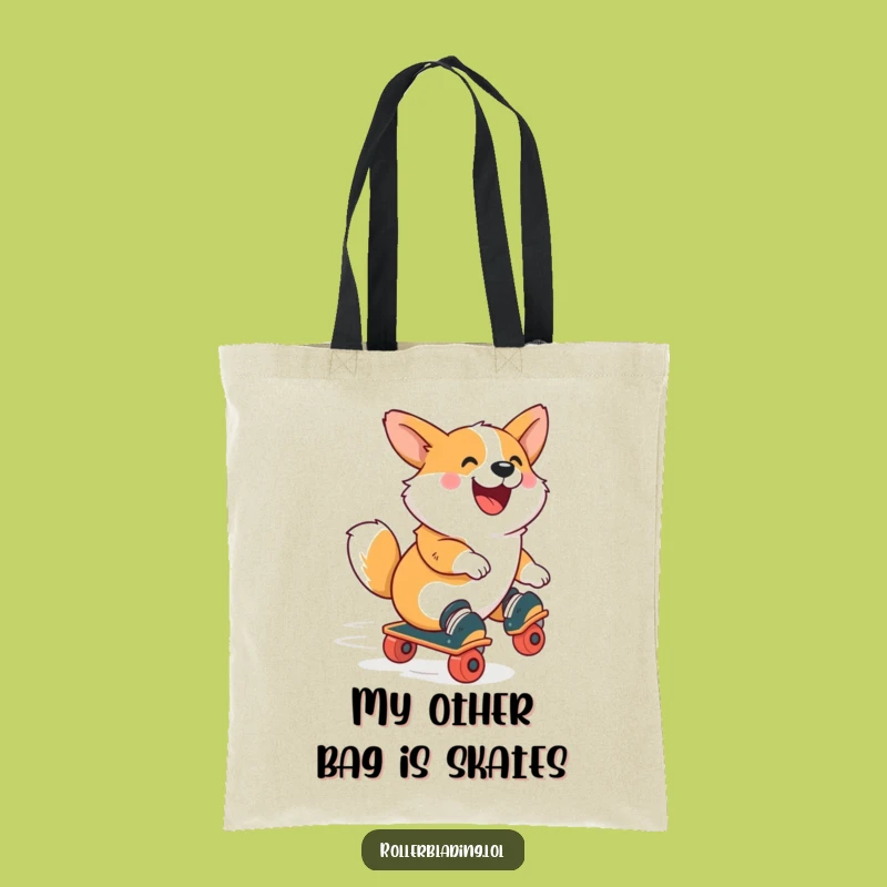 Funny Corgi Roller Skate Tote Bag: Carry Your Joy with a Zooming, Happy Dog