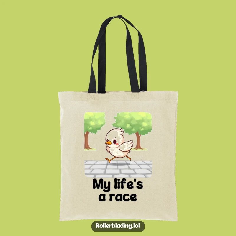 Funny Determined Bird Racing Tote Bag: Carry Your Speed