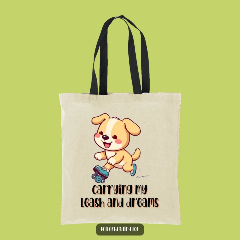 Funny Dog Roller Skating Tote Bag: Pup's Stylish Glide, Hilarious Gift!
