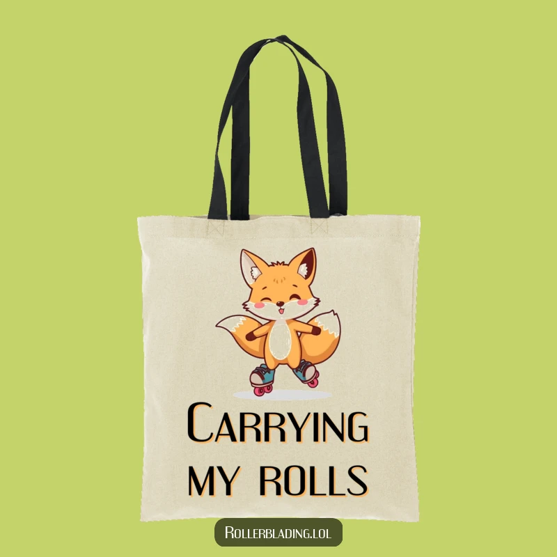 Funny Fox Tote Bag: Playful Roller Skate Carry-All, Perfect Gift