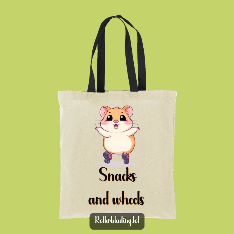 Funny Hamster Roller Skating Tote Bag: Carry Your Essentials with Plump Charm