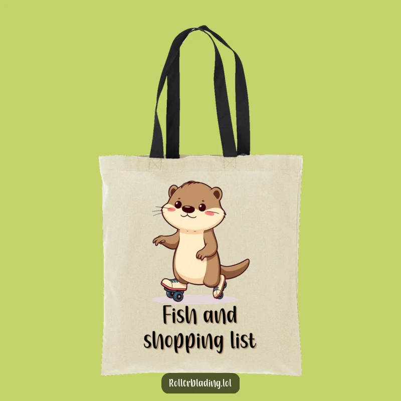 Funny Otter Roller Skating Tote Bag: Wobbling Errands, Hilarious Gift!